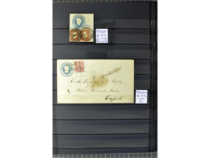 1850/67, zweibändige gestempelte Sammlung ab Vorphila, die Markenzeit reichhaltig gesammelt mit vielen Briefen, Ganzsachen, E
