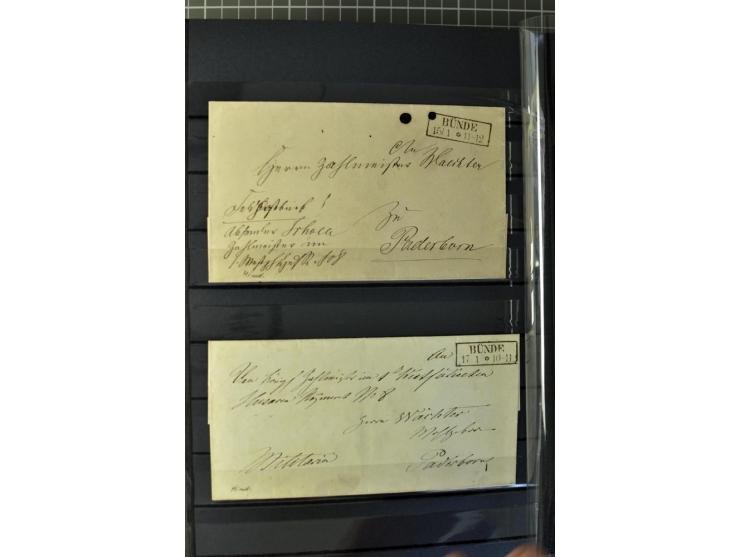 1850/67, zweibändige gestempelte Sammlung ab Vorphila, die Markenzeit reichhaltig gesammelt mit vielen Briefen, Ganzsachen, E
