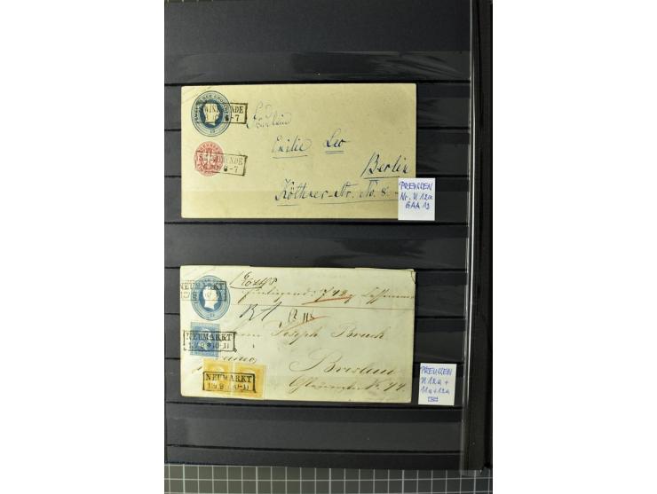 1850/67, zweibändige gestempelte Sammlung ab Vorphila, die Markenzeit reichhaltig gesammelt mit vielen Briefen, Ganzsachen, E
