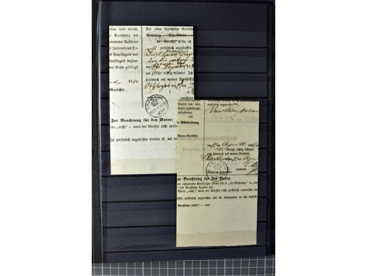 1850/67, zweibändige gestempelte Sammlung ab Vorphila, die Markenzeit reichhaltig gesammelt mit vielen Briefen, Ganzsachen, E