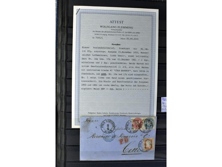 1850/67, zweibändige gestempelte Sammlung ab Vorphila, die Markenzeit reichhaltig gesammelt mit vielen Briefen, Ganzsachen, E