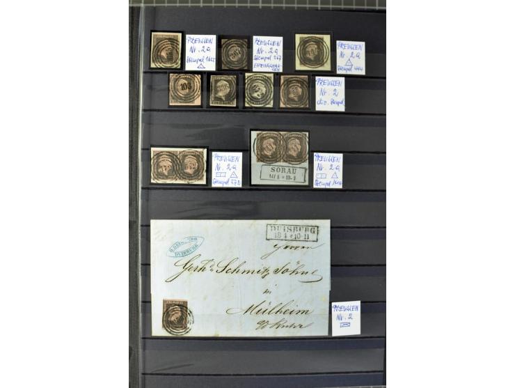 1850/67, zweibändige gestempelte Sammlung ab Vorphila, die Markenzeit reichhaltig gesammelt mit vielen Briefen, Ganzsachen, E