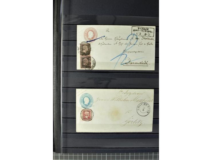 1850/67, zweibändige gestempelte Sammlung ab Vorphila, die Markenzeit reichhaltig gesammelt mit vielen Briefen, Ganzsachen, E
