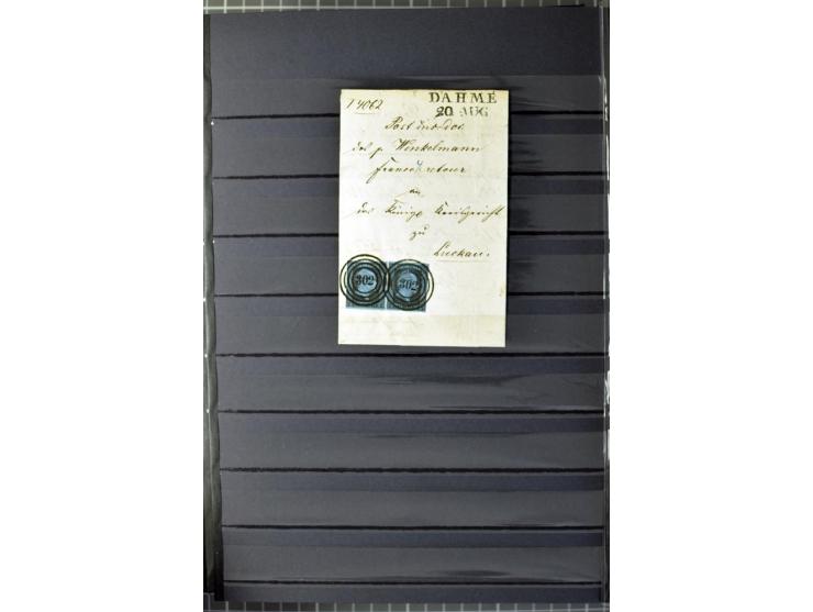 1850/67, zweibändige gestempelte Sammlung ab Vorphila, die Markenzeit reichhaltig gesammelt mit vielen Briefen, Ganzsachen, E