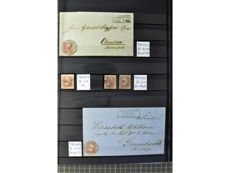 1850/67, zweibändige gestempelte Sammlung ab Vorphila, die Markenzeit reichhaltig gesammelt mit vielen Briefen, Ganzsachen, E