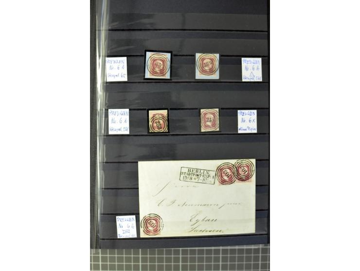 1850/67, zweibändige gestempelte Sammlung ab Vorphila, die Markenzeit reichhaltig gesammelt mit vielen Briefen, Ganzsachen, E