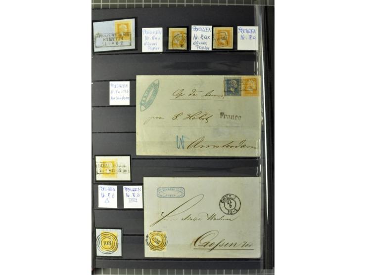 1850/67, zweibändige gestempelte Sammlung ab Vorphila, die Markenzeit reichhaltig gesammelt mit vielen Briefen, Ganzsachen, E