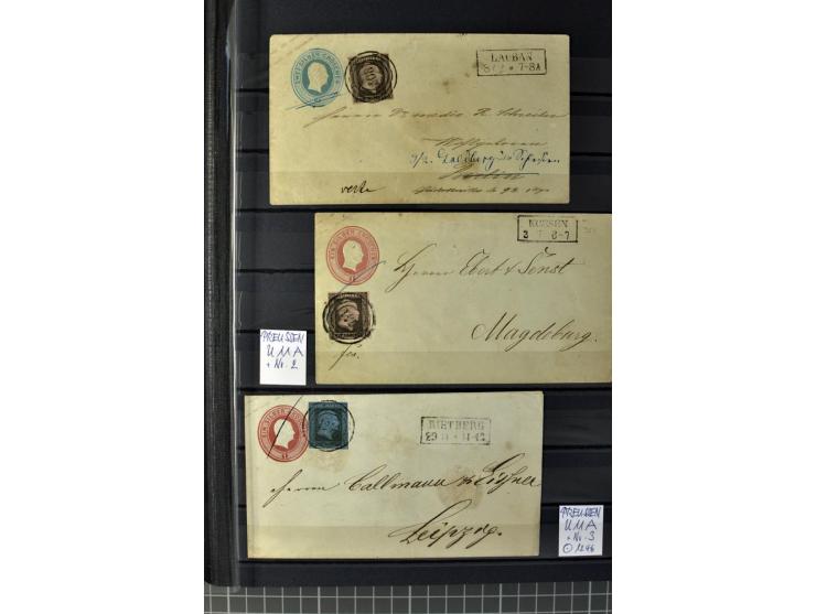 1850/67, zweibändige gestempelte Sammlung ab Vorphila, die Markenzeit reichhaltig gesammelt mit vielen Briefen, Ganzsachen, E