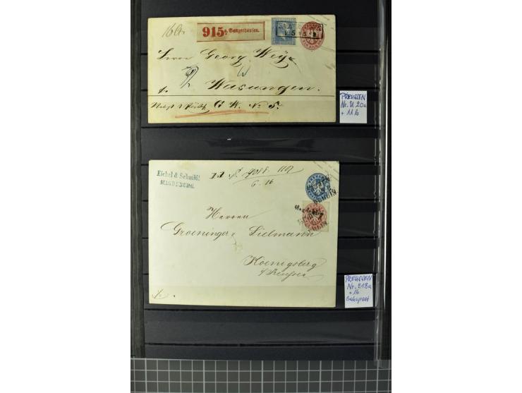 1850/67, zweibändige gestempelte Sammlung ab Vorphila, die Markenzeit reichhaltig gesammelt mit vielen Briefen, Ganzsachen, E