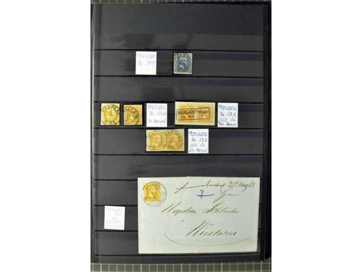 1850/67, zweibändige gestempelte Sammlung ab Vorphila, die Markenzeit reichhaltig gesammelt mit vielen Briefen, Ganzsachen, E