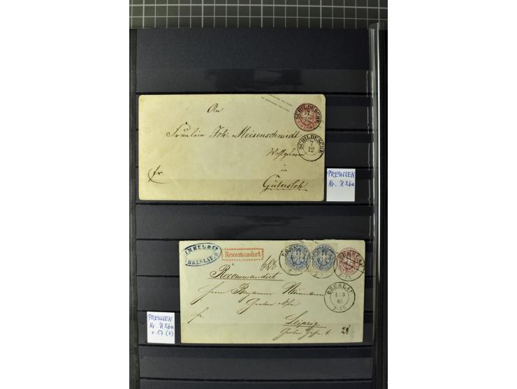 1850/67, zweibändige gestempelte Sammlung ab Vorphila, die Markenzeit reichhaltig gesammelt mit vielen Briefen, Ganzsachen, E