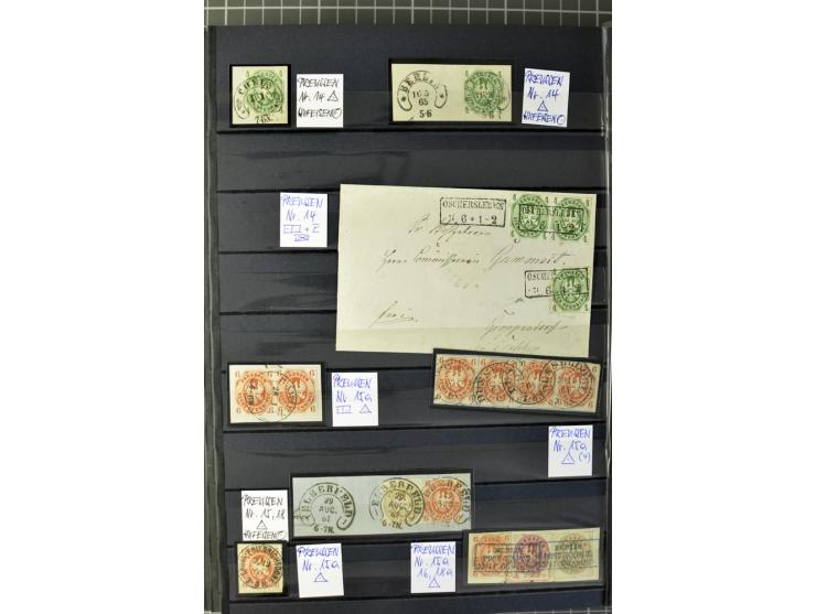 1850/67, zweibändige gestempelte Sammlung ab Vorphila, die Markenzeit reichhaltig gesammelt mit vielen Briefen, Ganzsachen, E