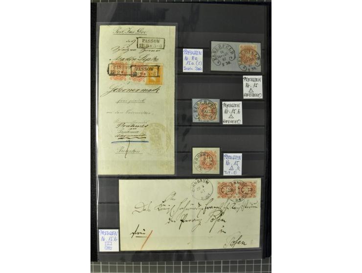 1850/67, zweibändige gestempelte Sammlung ab Vorphila, die Markenzeit reichhaltig gesammelt mit vielen Briefen, Ganzsachen, E