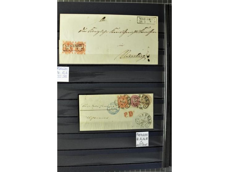 1850/67, zweibändige gestempelte Sammlung ab Vorphila, die Markenzeit reichhaltig gesammelt mit vielen Briefen, Ganzsachen, E