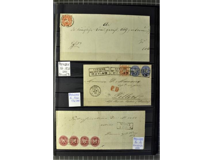 1850/67, zweibändige gestempelte Sammlung ab Vorphila, die Markenzeit reichhaltig gesammelt mit vielen Briefen, Ganzsachen, E