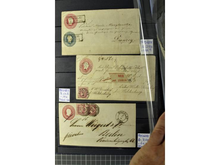 1850/67, zweibändige gestempelte Sammlung ab Vorphila, die Markenzeit reichhaltig gesammelt mit vielen Briefen, Ganzsachen, E