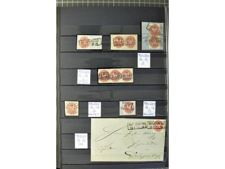 1850/67, zweibändige gestempelte Sammlung ab Vorphila, die Markenzeit reichhaltig gesammelt mit vielen Briefen, Ganzsachen, E