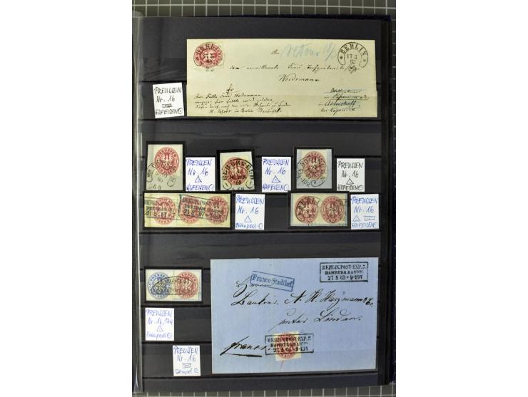1850/67, zweibändige gestempelte Sammlung ab Vorphila, die Markenzeit reichhaltig gesammelt mit vielen Briefen, Ganzsachen, E