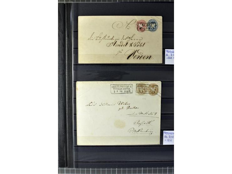 1850/67, zweibändige gestempelte Sammlung ab Vorphila, die Markenzeit reichhaltig gesammelt mit vielen Briefen, Ganzsachen, E