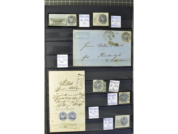 1850/67, zweibändige gestempelte Sammlung ab Vorphila, die Markenzeit reichhaltig gesammelt mit vielen Briefen, Ganzsachen, E