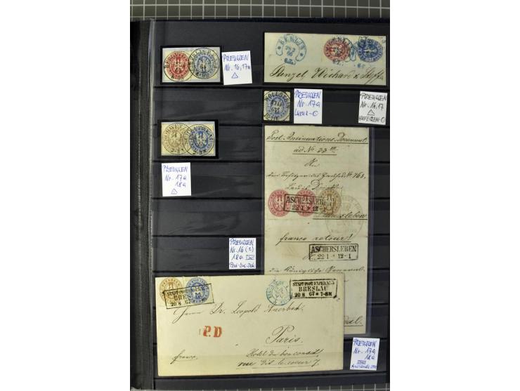 1850/67, zweibändige gestempelte Sammlung ab Vorphila, die Markenzeit reichhaltig gesammelt mit vielen Briefen, Ganzsachen, E