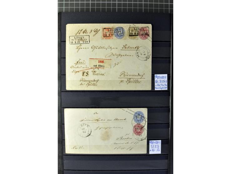 1850/67, zweibändige gestempelte Sammlung ab Vorphila, die Markenzeit reichhaltig gesammelt mit vielen Briefen, Ganzsachen, E