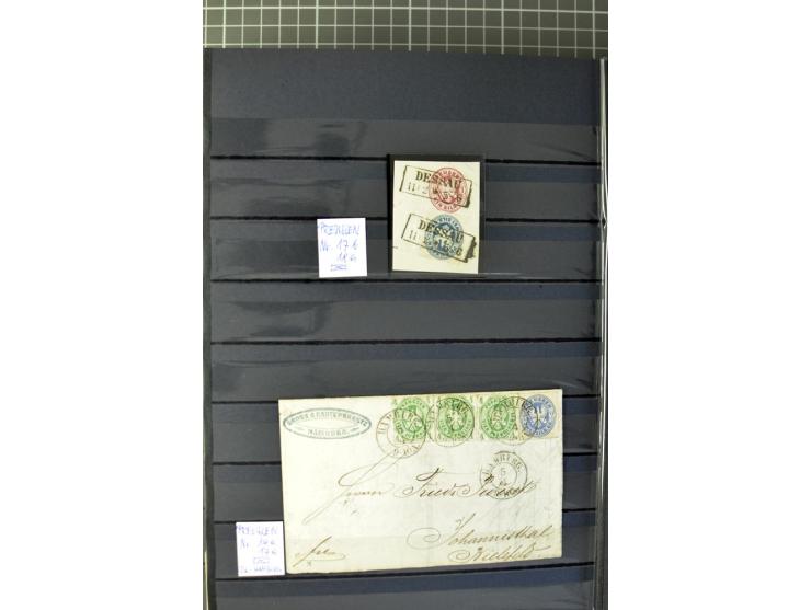 1850/67, zweibändige gestempelte Sammlung ab Vorphila, die Markenzeit reichhaltig gesammelt mit vielen Briefen, Ganzsachen, E