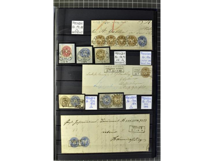 1850/67, zweibändige gestempelte Sammlung ab Vorphila, die Markenzeit reichhaltig gesammelt mit vielen Briefen, Ganzsachen, E