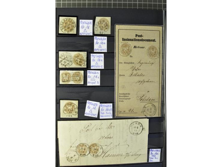 1850/67, zweibändige gestempelte Sammlung ab Vorphila, die Markenzeit reichhaltig gesammelt mit vielen Briefen, Ganzsachen, E