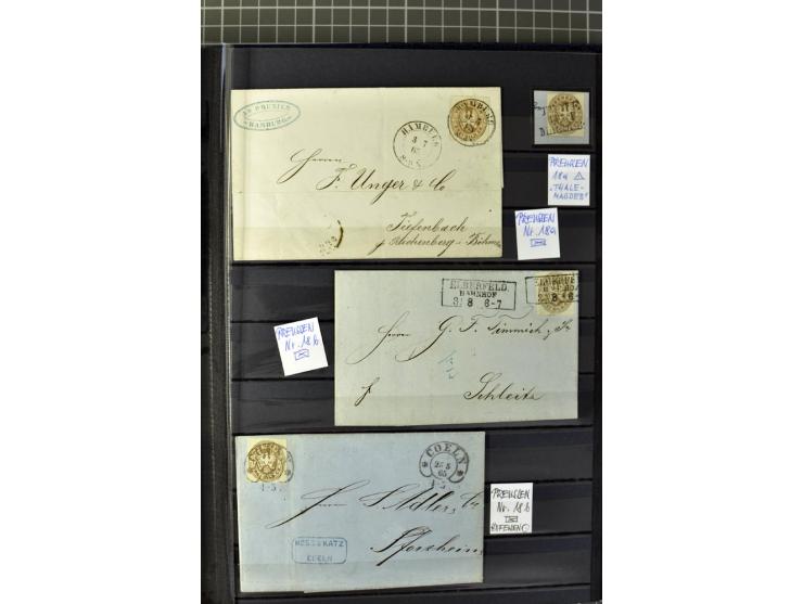 1850/67, zweibändige gestempelte Sammlung ab Vorphila, die Markenzeit reichhaltig gesammelt mit vielen Briefen, Ganzsachen, E