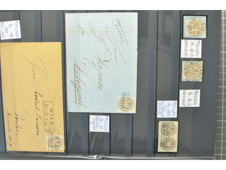 1850/67, zweibändige gestempelte Sammlung ab Vorphila, die Markenzeit reichhaltig gesammelt mit vielen Briefen, Ganzsachen, E