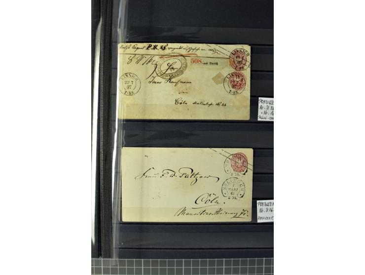 1850/67, zweibändige gestempelte Sammlung ab Vorphila, die Markenzeit reichhaltig gesammelt mit vielen Briefen, Ganzsachen, E