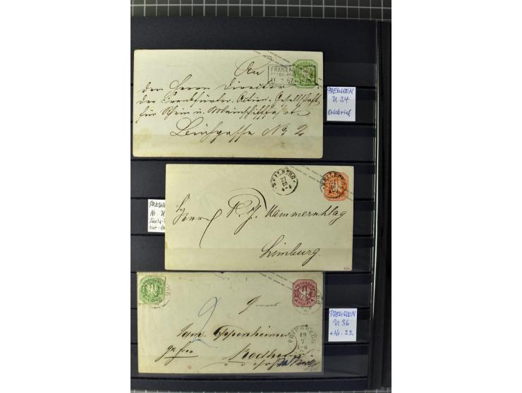 1850/67, zweibändige gestempelte Sammlung ab Vorphila, die Markenzeit reichhaltig gesammelt mit vielen Briefen, Ganzsachen, E