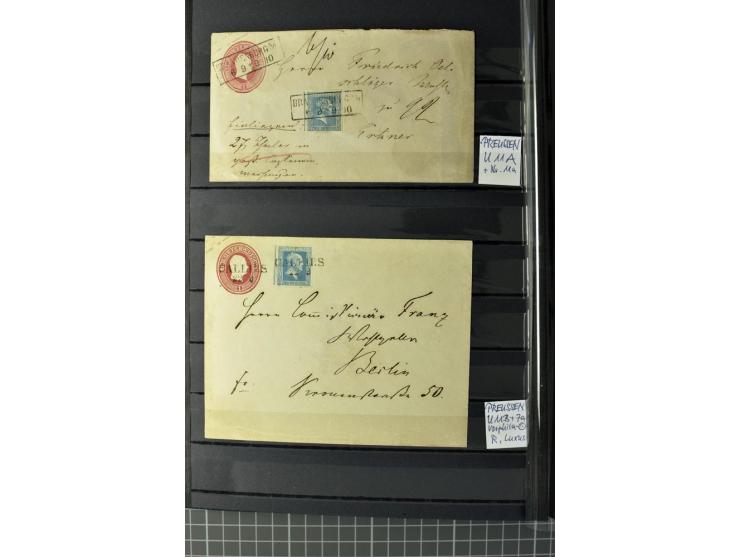 1850/67, zweibändige gestempelte Sammlung ab Vorphila, die Markenzeit reichhaltig gesammelt mit vielen Briefen, Ganzsachen, E