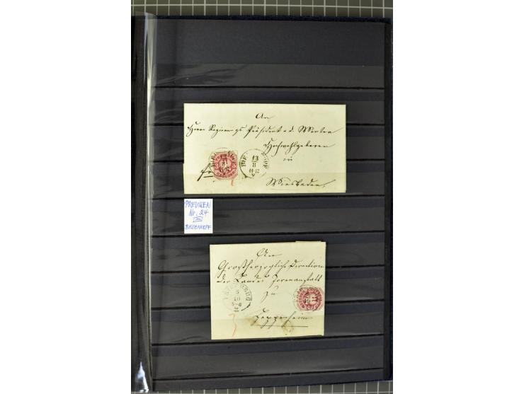 1850/67, zweibändige gestempelte Sammlung ab Vorphila, die Markenzeit reichhaltig gesammelt mit vielen Briefen, Ganzsachen, E