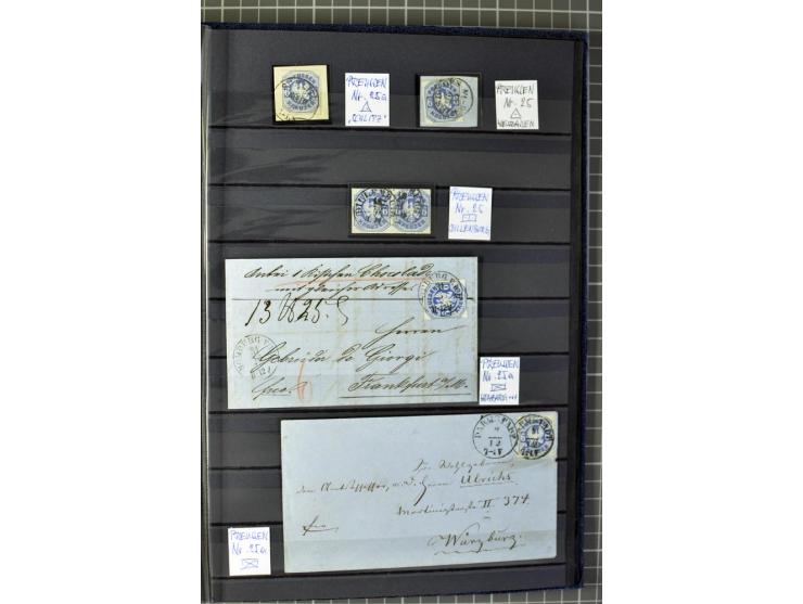 1850/67, zweibändige gestempelte Sammlung ab Vorphila, die Markenzeit reichhaltig gesammelt mit vielen Briefen, Ganzsachen, E