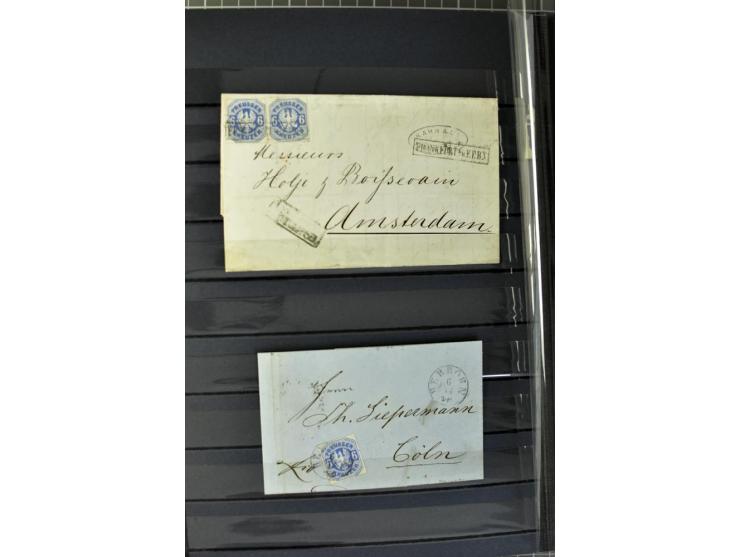 1850/67, zweibändige gestempelte Sammlung ab Vorphila, die Markenzeit reichhaltig gesammelt mit vielen Briefen, Ganzsachen, E