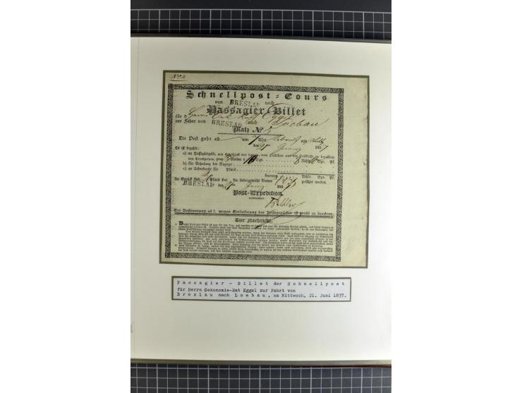 1754/1868, Ausstellungs-Sammlung "Preußische Postscheine von Schlesien" und ""Posteinlieferungscheine von Breslau" mit über 5