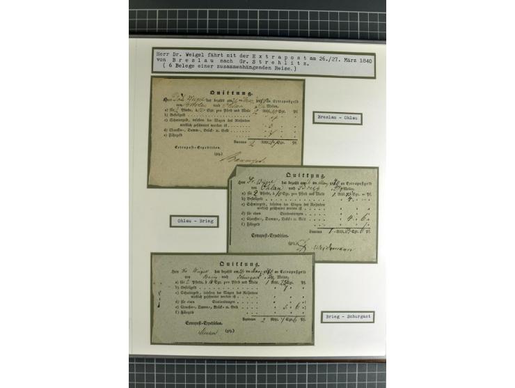 1754/1868, Ausstellungs-Sammlung "Preußische Postscheine von Schlesien" und ""Posteinlieferungscheine von Breslau" mit über 5