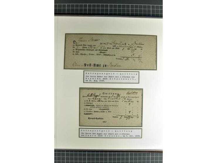 1754/1868, Ausstellungs-Sammlung "Preußische Postscheine von Schlesien" und ""Posteinlieferungscheine von Breslau" mit über 5
