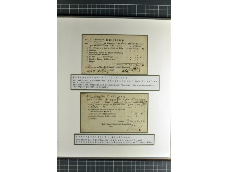 1754/1868, Ausstellungs-Sammlung "Preußische Postscheine von Schlesien" und ""Posteinlieferungscheine von Breslau" mit über 5