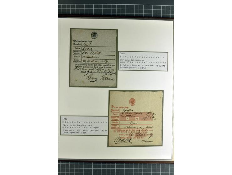 1754/1868, Ausstellungs-Sammlung "Preußische Postscheine von Schlesien" und ""Posteinlieferungscheine von Breslau" mit über 5