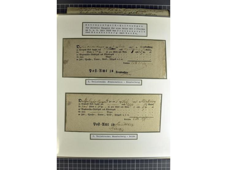1754/1868, Ausstellungs-Sammlung "Preußische Postscheine von Schlesien" und ""Posteinlieferungscheine von Breslau" mit über 5