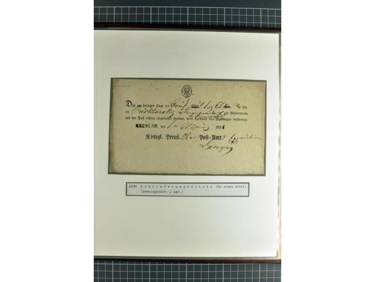 1754/1868, Ausstellungs-Sammlung "Preußische Postscheine von Schlesien" und ""Posteinlieferungscheine von Breslau" mit über 5