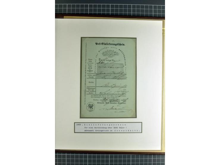 1754/1868, Ausstellungs-Sammlung "Preußische Postscheine von Schlesien" und ""Posteinlieferungscheine von Breslau" mit über 5