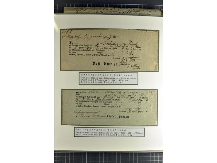 1754/1868, Ausstellungs-Sammlung "Preußische Postscheine von Schlesien" und ""Posteinlieferungscheine von Breslau" mit über 5