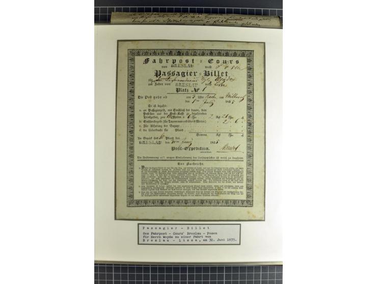 1754/1868, Ausstellungs-Sammlung "Preußische Postscheine von Schlesien" und ""Posteinlieferungscheine von Breslau" mit über 5