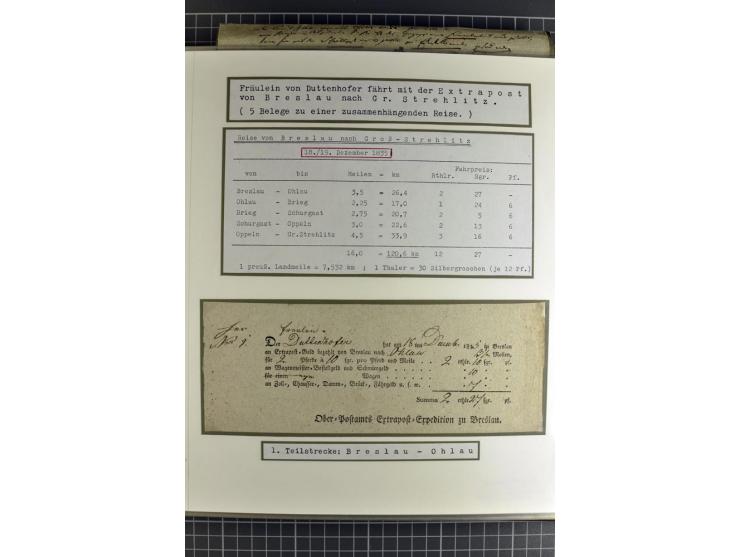 1754/1868, Ausstellungs-Sammlung "Preußische Postscheine von Schlesien" und ""Posteinlieferungscheine von Breslau" mit über 5