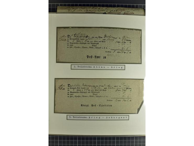 1754/1868, Ausstellungs-Sammlung "Preußische Postscheine von Schlesien" und ""Posteinlieferungscheine von Breslau" mit über 5