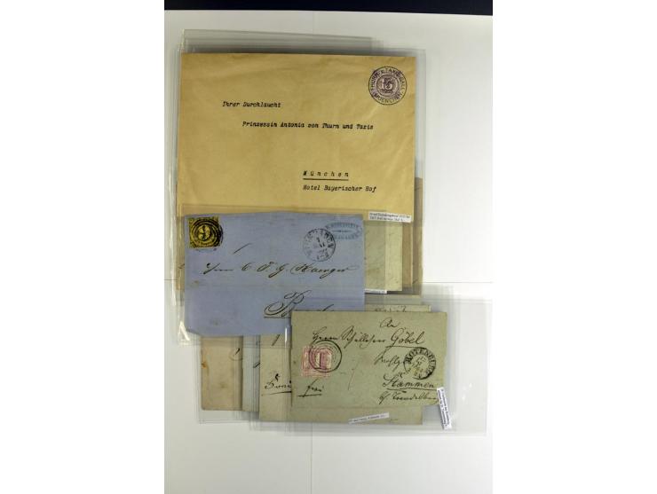 1852/1866, meist gestempelter Händlerbestand auf Steckkarten in einer Lindner-Box mit einigen hundert Werten, dabei viele Paa